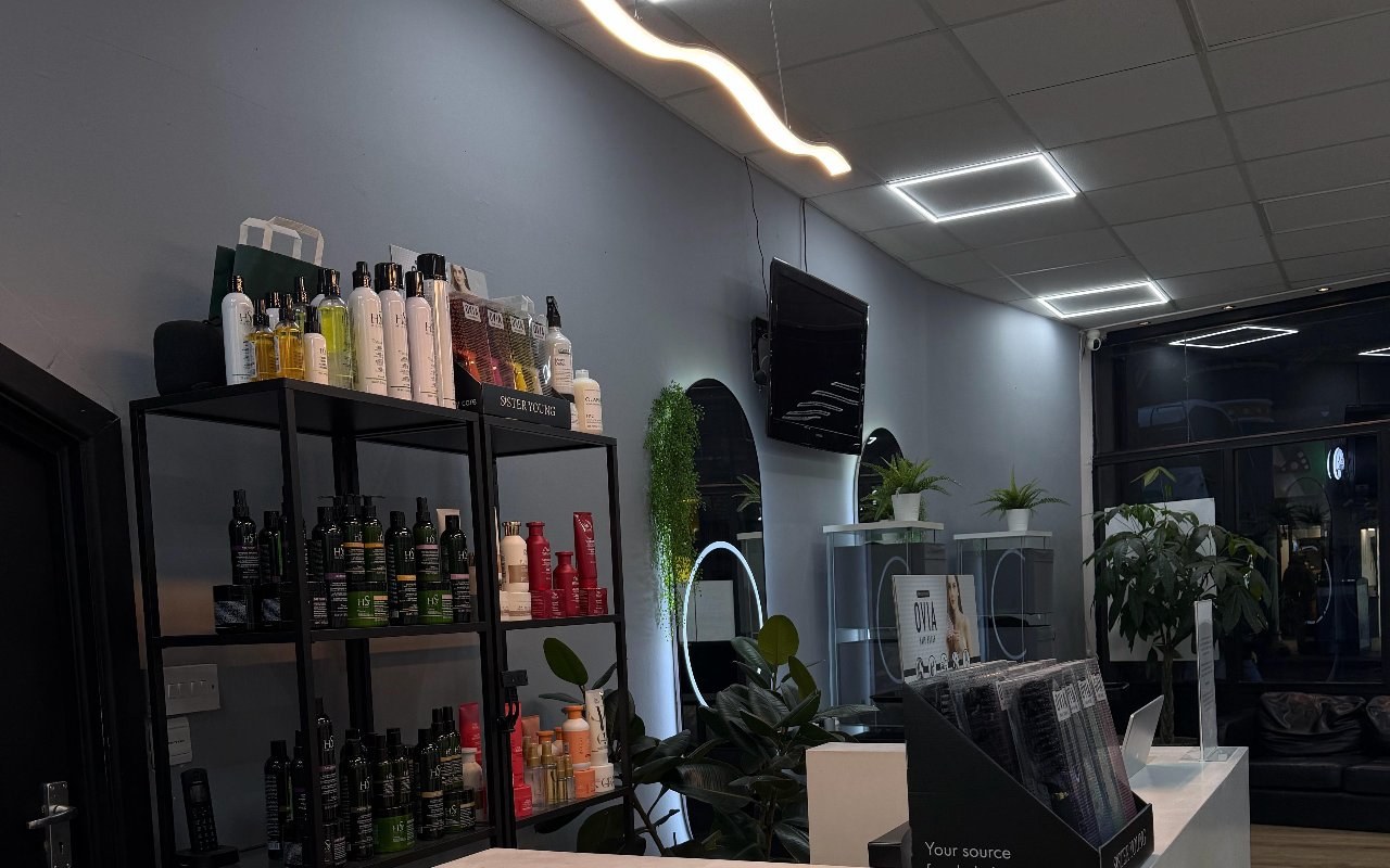 Reception and product shelves inside Hairlift Studio, Talbot Street, Dublin
